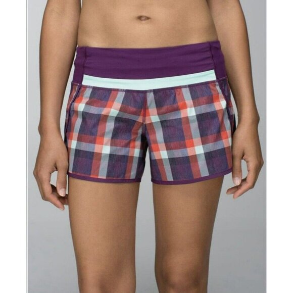 Lululemon Pants - Lululemon Run Times Short *2-way Stretch Wheezy Check Multi Size 4